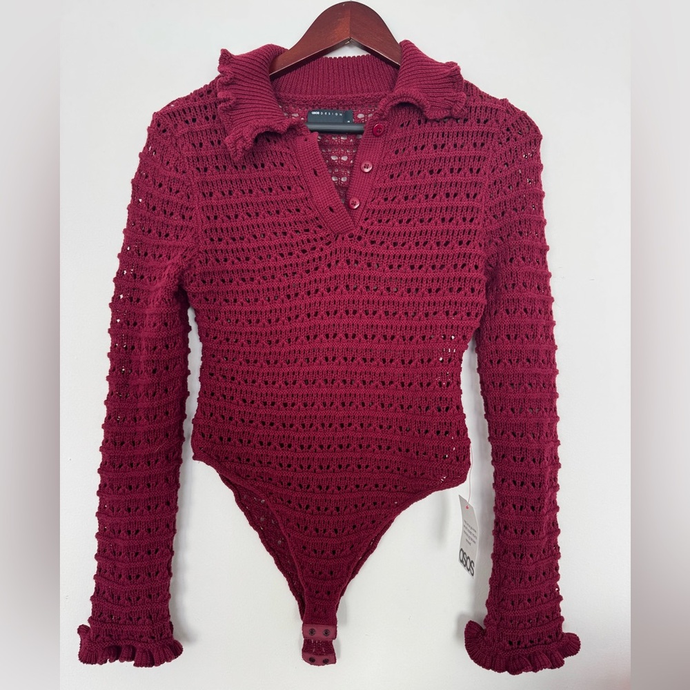 ASOS Deep Red Knit Bodysuit